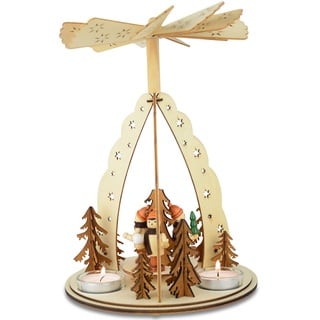 Riffelmacher Weihnachtspyramide Wolkendesign Pyramide Teelichtpyramide Holz