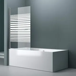 SoGood doporro 90x140 cm Design-duschwand für Badewanne Badewannenaufsatz Duschabtrennung 6mm ESG-Sicherheitsglas teilsatiniert inkl. Nano-beschichtung Badewannenfaltwand - Transparent