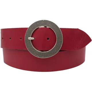 AnnaMatoni Damen Leder Gürtel Vollleder Runde Schließe in Rindleder 4cm breit ECHT Leder (95, rot)