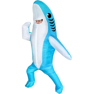FXICH Aufblasbares Hai Kostüm Erwachsene - Funny Blow Up Shark Costume, Lustiges Tierkostüm & Verkleidung für Halloween, Karneval, JGA und Strandparty