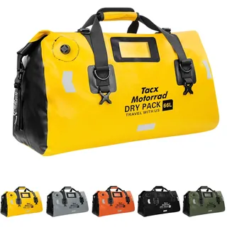 Tacxmotorrad Motorradtasche aus PVC, 66 l, wasserdicht, Satteltasche, Trockentasche, für den Außenbereich, für Motorradfahren, Gelb