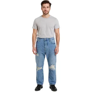 UNEFFECTED Loose Fit Jeans für Herren Denim-Hose im Destroyed-Look blau - 29