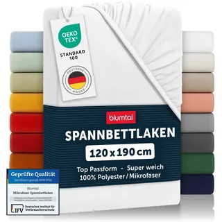 Blumtal Blumtal® 2er Set Spannbettlaken 120x190x30cm aus Microfaser - Oekotex zertifiziertes Bettlaken Spannbettlaken in Weiß