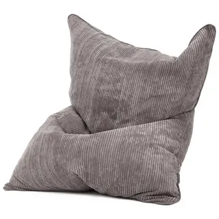 Green Bean XXL Sitzsack aus Cordstoff 370 Liter EPS-Perlen Füllung - Kuschelig Weich Robust & Waschbarem-Stoff Bodenkissen Liegekissen Sitzkissen - Grau