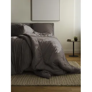 BIERBAUM Bettwäsche 4135, Jersey Melange Uni, Designed in Germany, Taupe 80, 155x220 und 80x80 cm, Komfortgröße
