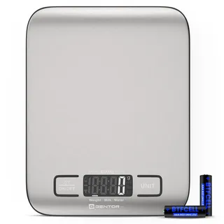 gentor Küchenwaage 5 kg aus Edelstahl mit LCD-Display
