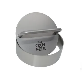 Oxnfeia® Burgerpresse Edelstahl 2-teiliges Set - Hamburgerpresse mit Branding ideal für gleichmäßig geformte Patties und Grillgenuss - nachhaltig, spülmaschinenfest & rostfrei, ⌀11cm