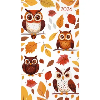 Neumann Miniplaner Style Eulen 2026 - Taschen-Kalender 9x15 cm - Weekly - 64 Seiten - 1 Seite 1 Woche - Notiz-Heft - Alpha Edition