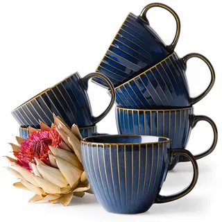Konsimo® Große, Dunkelblau, Keramik, 6-teilig, 10x9x14.5 cm, Kaffee & Tee, Tassen, Kaffeetassen-Sets