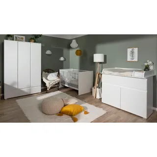 Babyzimmer Kinderzimmer Set Babymöbel Blanc weiß Wickelaufsatz inkl Lattenrost