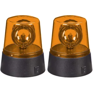 Relaxdays Rundumleuchte LED Partylicht 2 St. 11,5 cm x 9,5 cm Orange/Schwarz