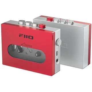 FiiO CP13 Tragbarer Kassettenspieler mit 3,5-mm-Kopfhöreranschluss, ultra-niedriges Wow&Flutter, angetrieben durch Typ-C- oder Lithium-Batterie (Rot und Silber)