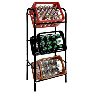 Spetebo Metall Kastenständer schwarz für 3 Kisten - 116 x 50 cm – Regal