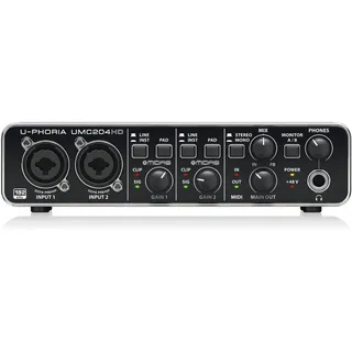 Behringer U-PHORIA UMC204HD Audiophiles 2x4, 24-Bit/192 kHz USB-Audio/MIDI-Interface mit Midas-Mikrofonvorverstärkern