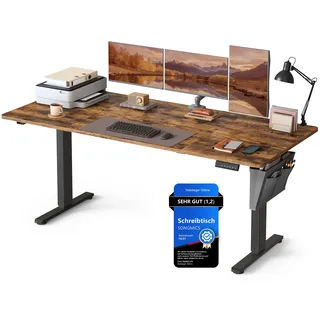 Songmics Höhenverstellbarer Schreibtisch 180 x 80 cm Vintagebraun/Mattschwarz