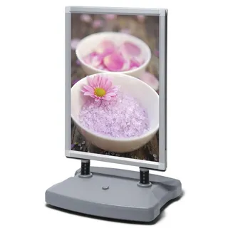 Showdown® Displays Kundenstopper Windtalker silber DIN A1 2 Fächer 67,0 x 59,0 x 112,3 cm, 1 St.