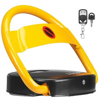 Lescars Parkbügel: Automatische Solar-Parkplatzsperre mit Fernbedienung (Parksperre, Parkplatzsperre elektrisch Solar, Ferngesteuerte Autos)