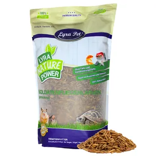 Lyra Pet® | 5 kg Soldatenfliegenlarven getrocknet | Black Soldier Fly | Hermetia Illucens | Wie Mehlwürmer | Reich an Kalzium & Proteinen | Energiereiches Futter für Vögel, Fische, Nager & Reptilien