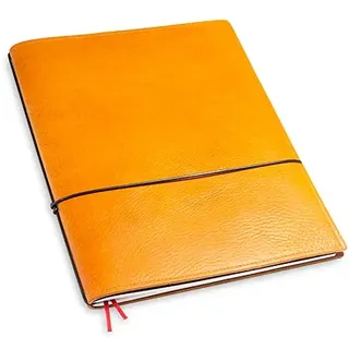X17-A4+ Notizbuch/Personal Organizer | 9 mm dünn | braun "cognac", aus Leder. Nachfüllbar. Notizheft (blanko) mit Doppeltasche, Made in Germany.
