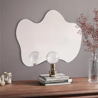 Navaris Wandspiegel ohne Rahmen - Deko Spiegel 75 x 55 cm zum Aufhängen - Badezimmerspiegel für Flur und WC - Großer asymmetrischer Spiegel - Dekoratives Design