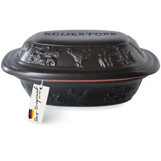 RÖMERTOPF Römertopf RUSTICO Bräter, 1,2 Liter, aus Naturton schwarz