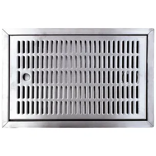 ich-zapfe Tropfblech, Abtropfblech, Tropfschale - CNS zum Einlassen 440 mm x 240 mm inkl. Ablaufstutzen