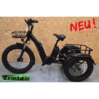 Elektro Dreirad Zemto-Trike-MX5, 989 WH, Mittelmotor, schwarz dicke Reifen