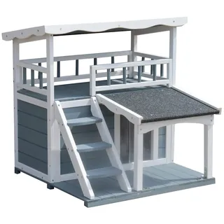dehner lieblinge Katzenhaus Maison, ca. B78/H75/T73 cm, Grau, Weiß