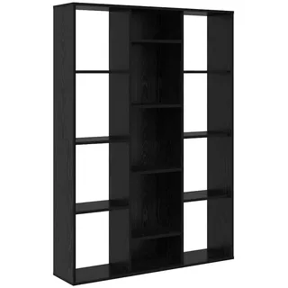 vidaXL Raumteiler Schwarz Eichen-Optik 100 x 24 x 140 cm Holzwerkstoff