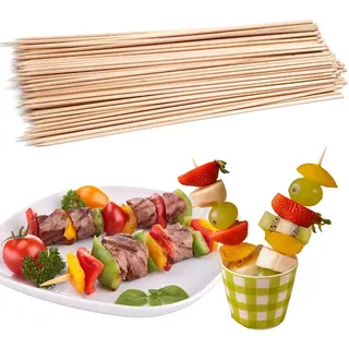 NARAMAKI Bambusspieße 15 cm – 90 Stäbchen aus Holz für Grill, Obst, Schokoladenbrunnen und Fondue (1 Packung)