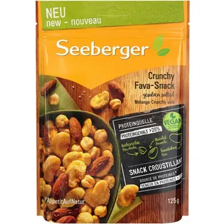 Seeberger Crunchy Fava-Snack. Ein ganz besonderer Mix: Knusprige Kichererbsen, geröstete Salzmandeln und knackige Favabohnen machen diesen Snack zu einer Reise nach Lateinamerika ,1 x 125g