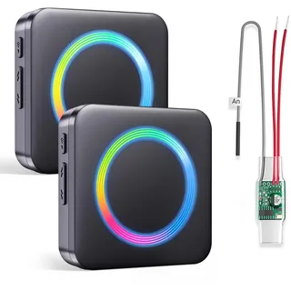 Funksignal Weiterleitung Türklingel für Gegensprechanlage Klingelanlagen | Funk Klingel Erweiterung Set RGB-Licht, 0-110dB & 58 Melodie Empfänger mit 3-24V Funkkonverter