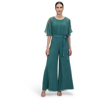 Vera Mont Jumpsuit aus fließendem Stoff mit Bindegürtel, Dunkelgruen, 44
