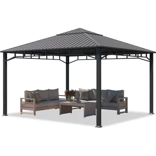 TOOLPORT Gartenpavillon 4x4 m Stahldach Hardtop ohne Seitenteile, Pfosten 9x9 cm