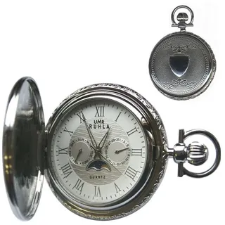 RUHLA UMR Uhrenmanufaktur Ruhla Taschenuhr mit Kette 8613 Mondphase  NEU