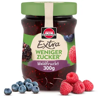 Schwartau Extra Weniger Zucker Waldfrucht | Zuckerreduzierte Marmelade | 300 g