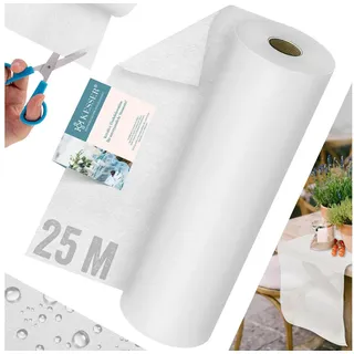 Kesser Vlies Tischläufer wasserabweisend abwaschbar, 30 cm x 25 m Weiß