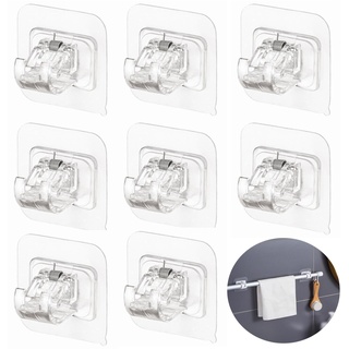 8 Pcs Haken Halterung,ohne Bohren Vorhänge Haken Halter,Selbstklebende Vorhangstange Halterung,Halterung Stange,für Stangen mit weniger als 2.2 cm Durchmesser,Für Wohnzimmer, Badezimmer, Schlafzimmer