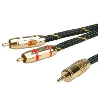 Roline Gold Audiokabel 3,5mm-Klinken-Stecker Stereo / 2x Cinch-Stecker schwarz / gold 10m