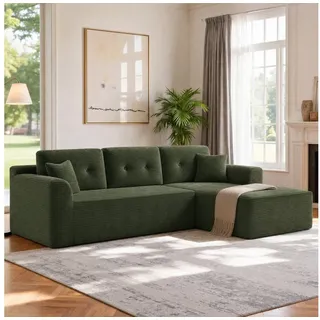VASAGLE Ecksofa 242 x 73 x 152 cm Waldgrün