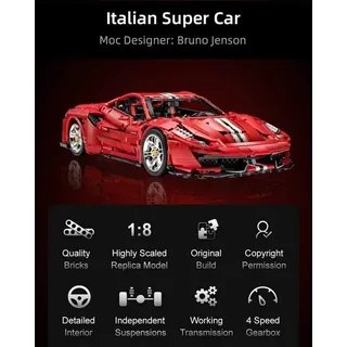 CaDA Bricks Bausatz MASTER Serie Italien Super Car 3236-tlg. C61043W