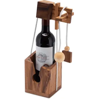 Logoplay Holzspiele LOGOPLAY FlaschenTresor - Schnurpuzzle - Denkspiel - Knobelspiel - Geduldspiel - Logikspiel aus edlem Holz