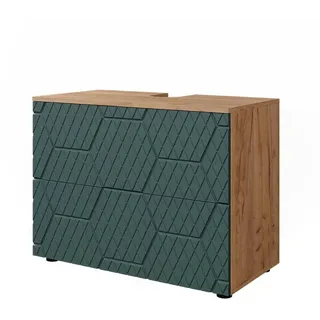 Vicco Waschbeckenunterschrank Irma Eiche Grün 80 x 59 cm 2 Schubladen Badezimmer,