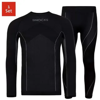 SNOCKS Thermounterhemd Thermounterwäsche mit Daumenloch für Herren (1-St) perfekt für Wintersportaktivitäten, atmungsaktiv und wärmeisolierend schwarz XL