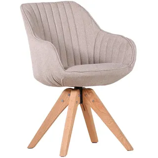 Quartier home24 Armlehnstuhl, Beige, Textil, Eiche, massiv, eckig, 60x83x65 cm, Stoffauswahl, Sitzfläche 360° drehbar, Esszimmer, Stühle, Esszimmerstühle, Armlehnenstühle