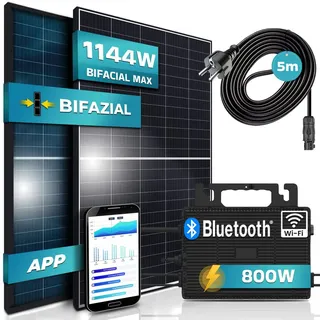 Black Frame BIFACIAL 1144/800W Solaranlage mit 800W Ecoflow Micro Wechselrichter 2 x 440 W