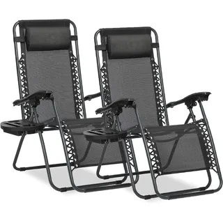 sunnypillow Liegestuhl 2er Set 0 x 0 x 0 cm wetterfest/Outdoor klappbar