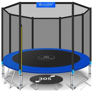 Kesser  Trampoline Komplettset 305 cm inkl. Sicherheitsnetz, Leiter und Randabdeckung blau