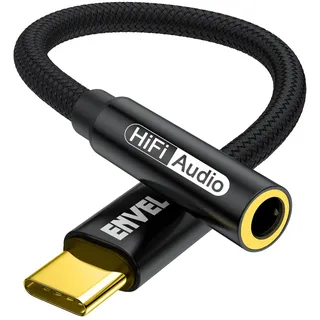 USB C zu-3,5mm-Kopfhörer Adapter, 1-Pack Type C-zu-3,5-mm-Audio adapter Stereo-Audiokabel kompatibel mit Phone 16/15/Pro Max/15 Pro/15 Plus Galaxy S25 S24 S23 S22 Pad Pro 2022/2021 Pixel 8/7 Schwarz