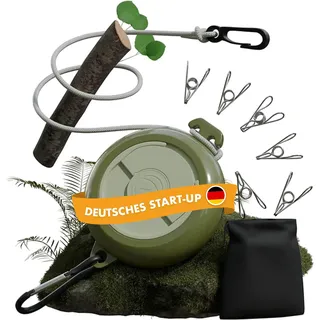 naturbummler NATURBUMMLER® Wäscheleine ausziehbar [DryLine+] Camping Wäscheleine 10 m grün NO SIZE